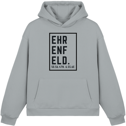 Ehrenfeld Koordinaten (großer Druck auf der Brust) - Fluffy Boxcut Hoodie