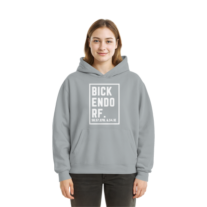 Bickendorf Koordinaten (großer Druck auf der Brust) - Fluffy Boxcut Hoodie