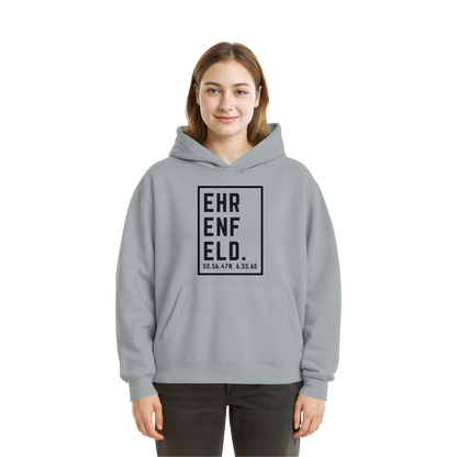Ehrenfeld Koordinaten (großer Druck auf der Brust) - Fluffy Boxcut Hoodie