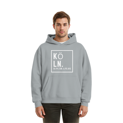 Köln Koordinaten (großer Druck auf der Brust) - Fluffy Boxcut Hoodie