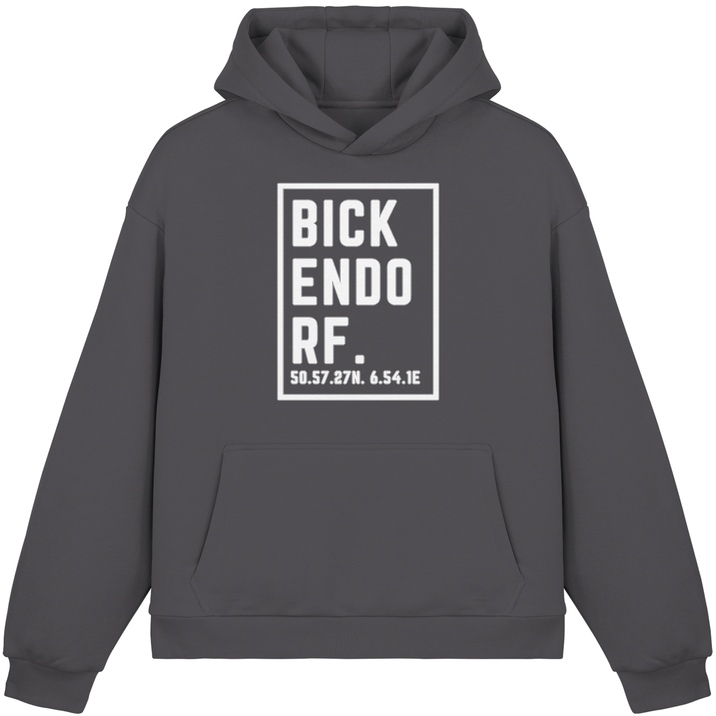 Bickendorf Koordinaten (großer Druck auf der Brust) - Fluffy Boxcut Hoodie