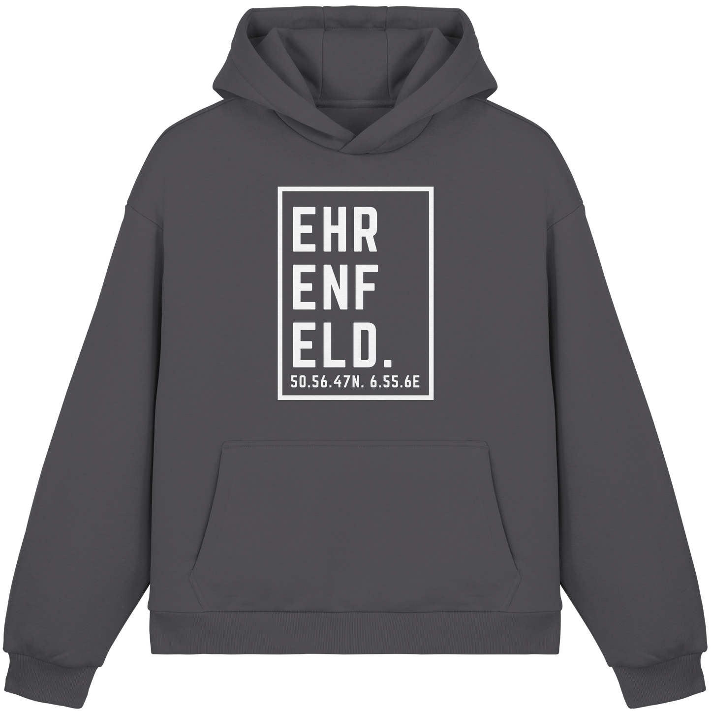 Ehrenfeld Koordinaten (großer Druck auf der Brust) - Fluffy Boxcut Hoodie