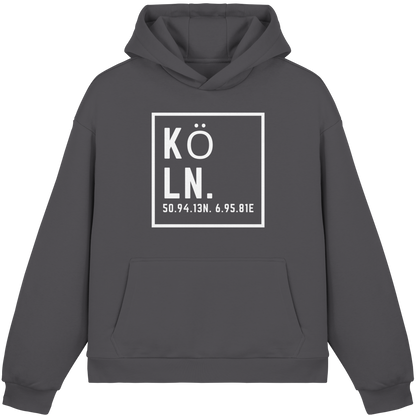 Köln Koordinaten (großer Druck auf der Brust) - Fluffy Boxcut Hoodie