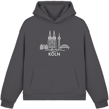 Köln Skyline (großer Druck auf der Brust) - Fluffy Boxcut Hoodie