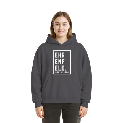 Ehrenfeld Koordinaten (großer Druck auf der Brust) - Fluffy Boxcut Hoodie
