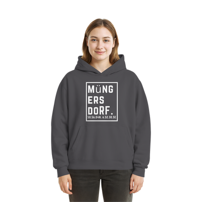 Müngersdorf Koordinaten (großer Druck auf der Brust) - Fluffy Boxcut Hoodie