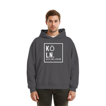 Köln Koordinaten (großer Druck auf der Brust) - Fluffy Boxcut Hoodie