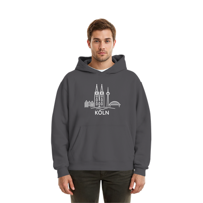 Köln Skyline (großer Druck auf der Brust) - Fluffy Boxcut Hoodie