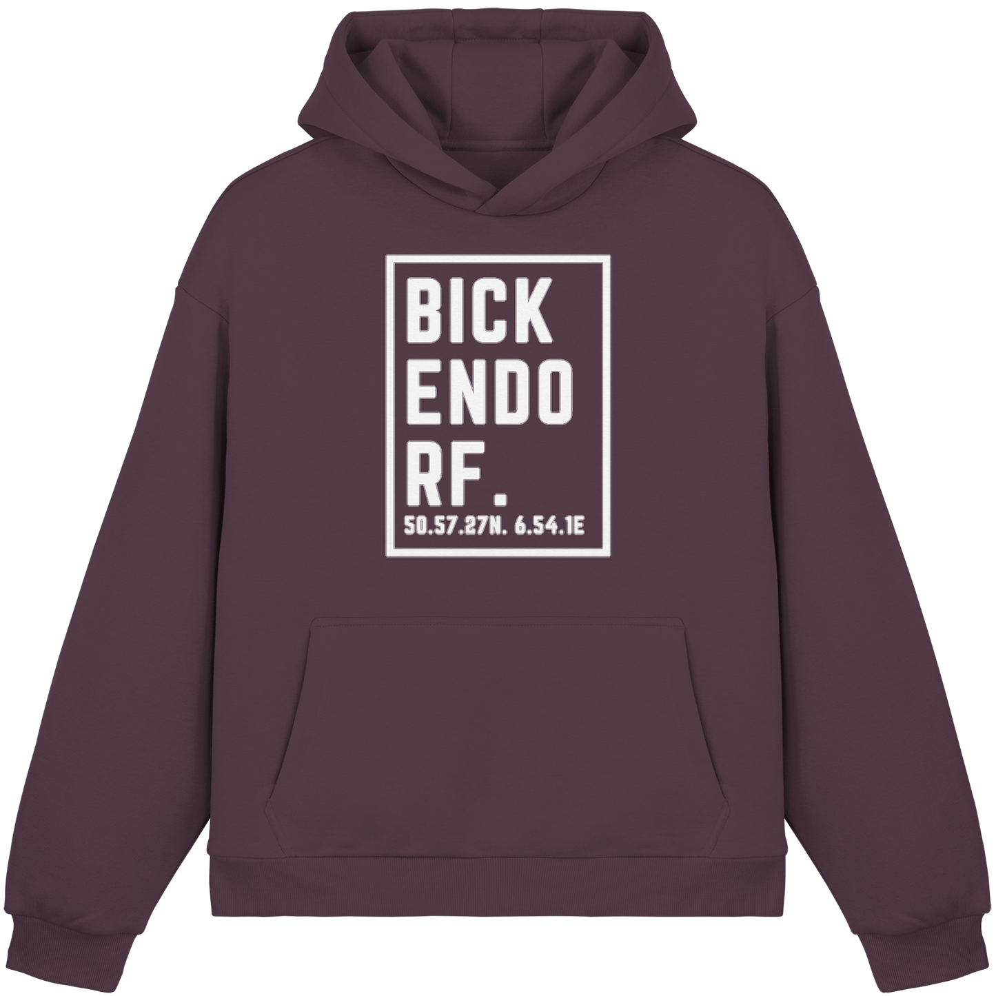 Bickendorf Koordinaten (großer Druck auf der Brust) - Fluffy Boxcut Hoodie