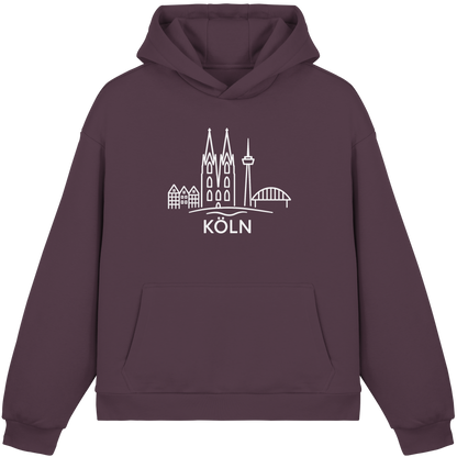 Köln Skyline (großer Druck auf der Brust) - Fluffy Boxcut Hoodie