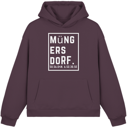 Müngersdorf Koordinaten (großer Druck auf der Brust) - Fluffy Boxcut Hoodie