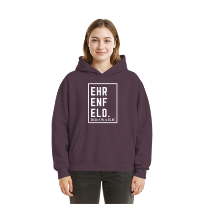 Ehrenfeld Koordinaten (großer Druck auf der Brust) - Fluffy Boxcut Hoodie