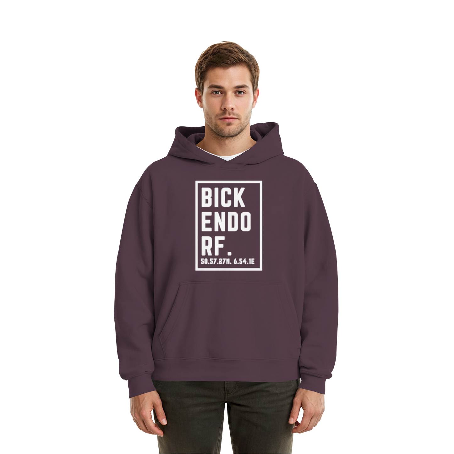 Bickendorf Koordinaten (großer Druck auf der Brust) - Fluffy Boxcut Hoodie