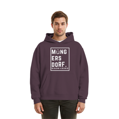 Müngersdorf Koordinaten (großer Druck auf der Brust) - Fluffy Boxcut Hoodie