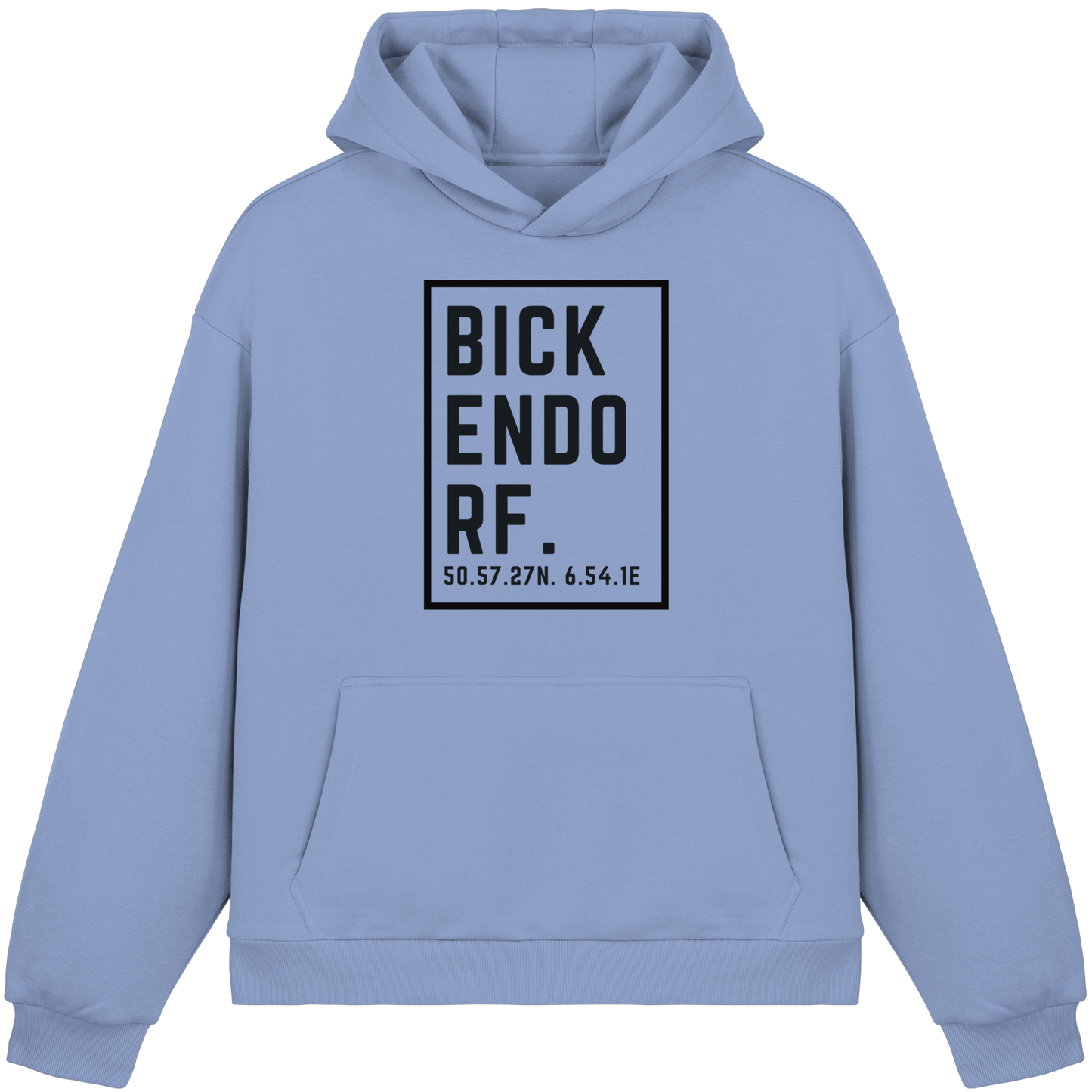 Bickendorf Koordinaten (großer Druck auf der Brust) - Fluffy Boxcut Hoodie