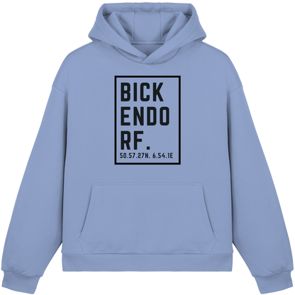 Bickendorf Koordinaten (großer Druck auf der Brust) - Fluffy Boxcut Hoodie