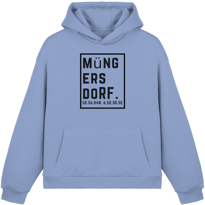 Müngersdorf Koordinaten (großer Druck auf der Brust) - Fluffy Boxcut Hoodie