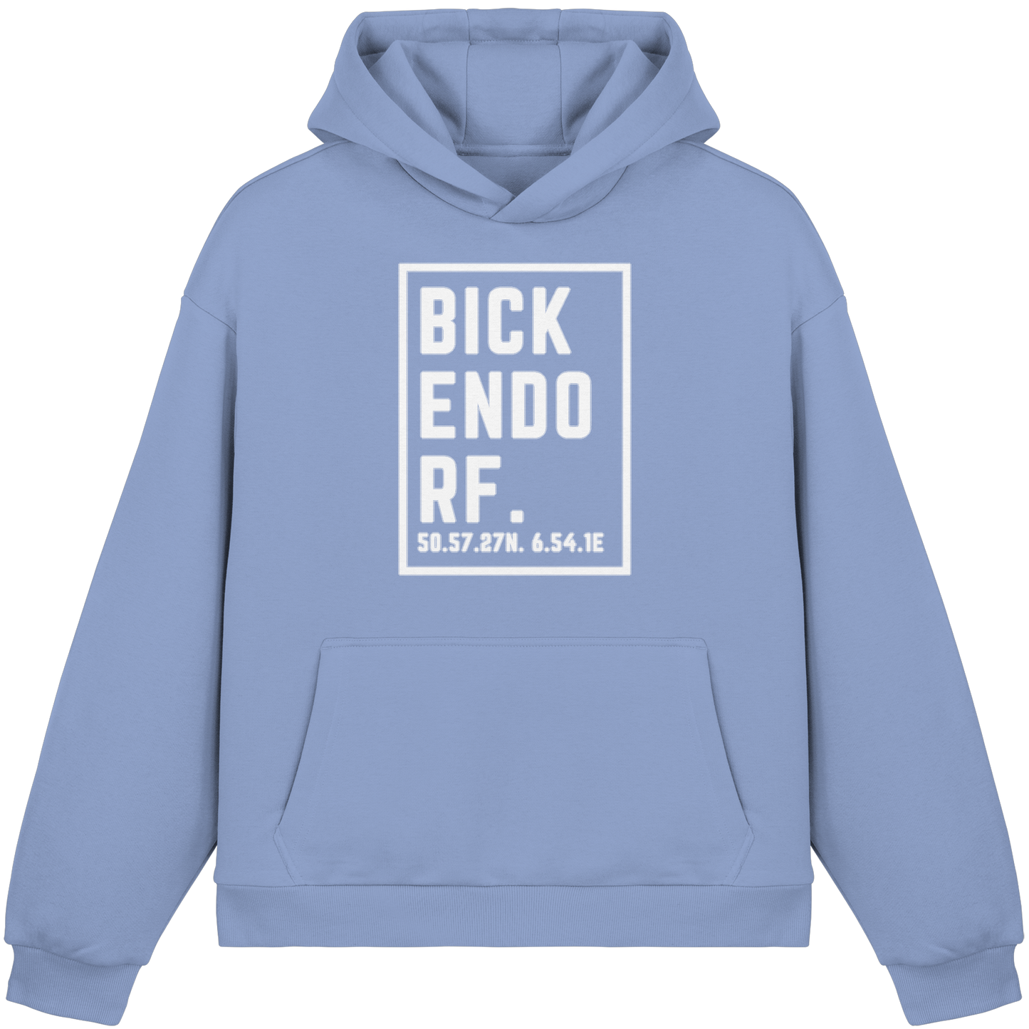 Bickendorf Koordinaten (großer Druck auf der Brust) - Fluffy Boxcut Hoodie