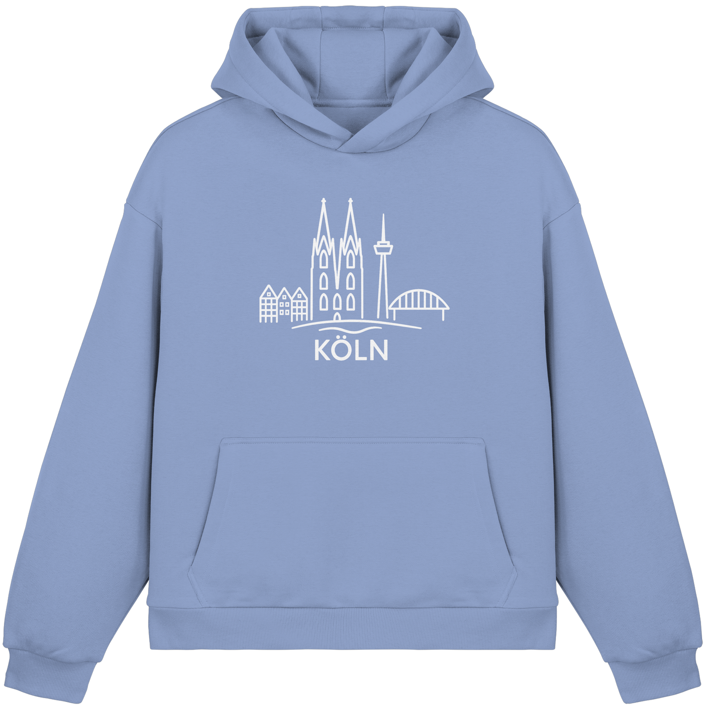 Köln Skyline (großer Druck auf der Brust) - Fluffy Boxcut Hoodie