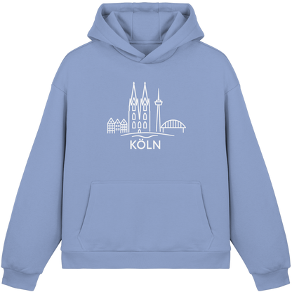 Köln Skyline (großer Druck auf der Brust) - Fluffy Boxcut Hoodie