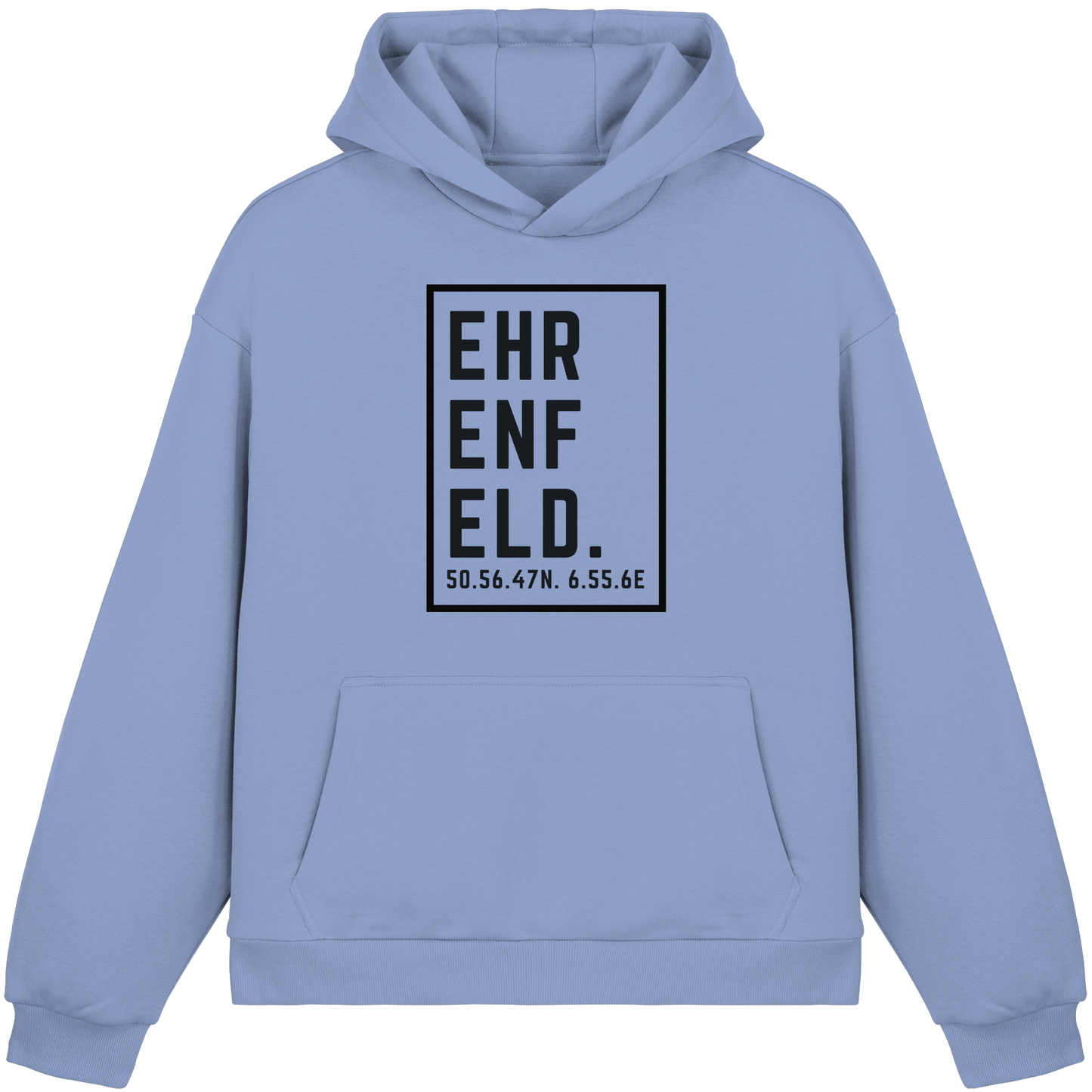 Ehrenfeld Koordinaten (großer Druck auf der Brust) - Fluffy Boxcut Hoodie