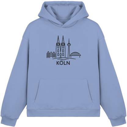 Köln Skyline (großer Druck auf der Brust) - Fluffy Boxcut Hoodie