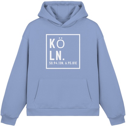 Köln Koordinaten (großer Druck auf der Brust) - Fluffy Boxcut Hoodie
