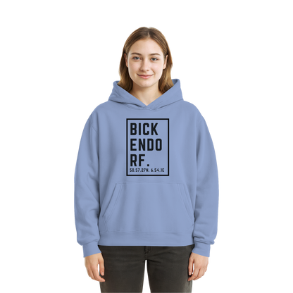 Bickendorf Koordinaten (großer Druck auf der Brust) - Fluffy Boxcut Hoodie