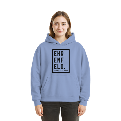Ehrenfeld Koordinaten (großer Druck auf der Brust) - Fluffy Boxcut Hoodie