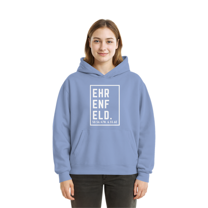 Ehrenfeld Koordinaten (großer Druck auf der Brust) - Fluffy Boxcut Hoodie