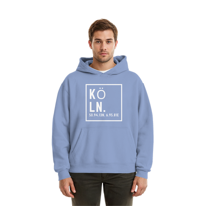 Köln Koordinaten (großer Druck auf der Brust) - Fluffy Boxcut Hoodie