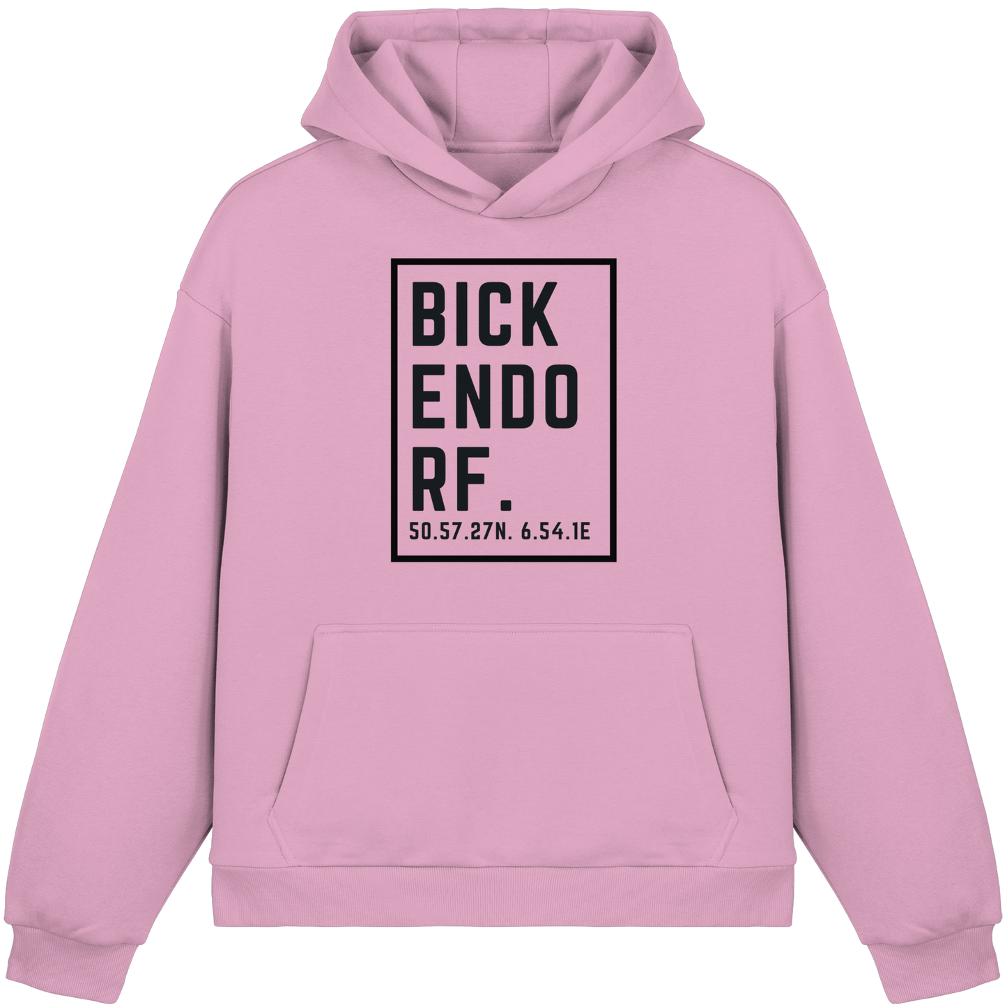 Bickendorf Koordinaten (großer Druck auf der Brust) - Fluffy Boxcut Hoodie