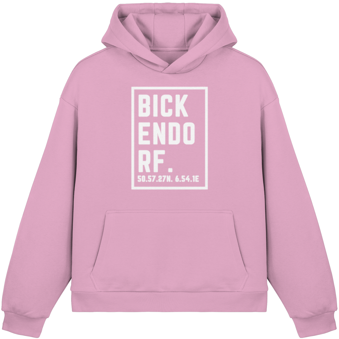 Bickendorf Koordinaten (großer Druck auf der Brust) - Fluffy Boxcut Hoodie