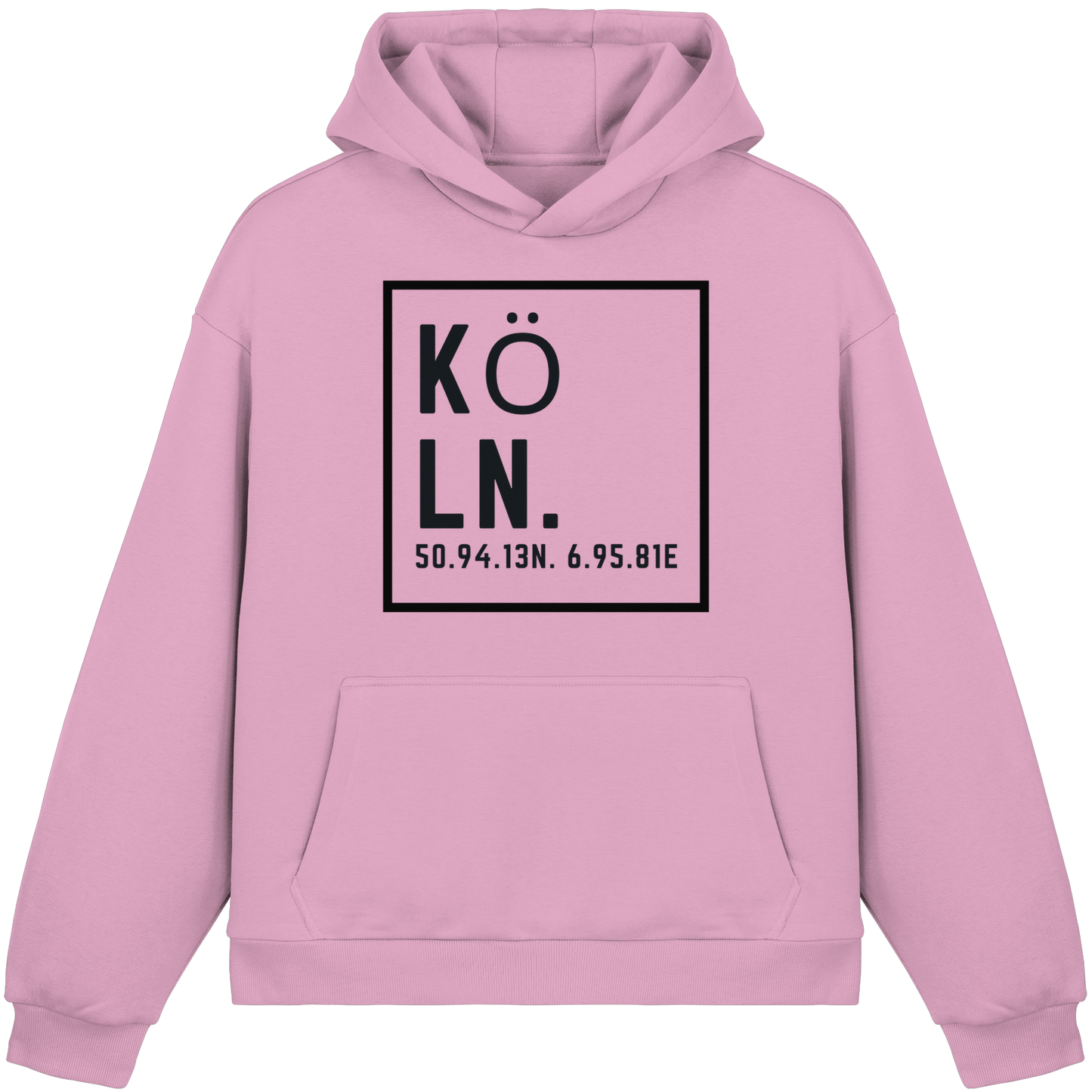 Köln Koordinaten (großer Druck auf der Brust) - Fluffy Boxcut Hoodie