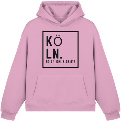 Köln Koordinaten (großer Druck auf der Brust) - Fluffy Boxcut Hoodie