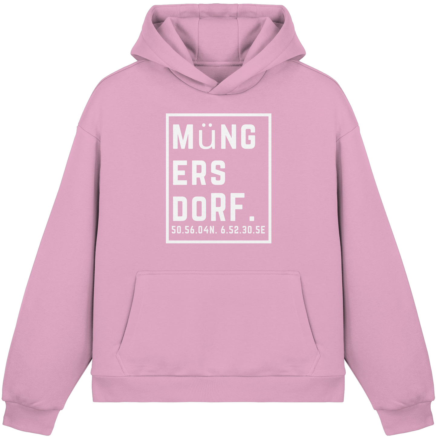 Müngersdorf Koordinaten (großer Druck auf der Brust) - Fluffy Boxcut Hoodie