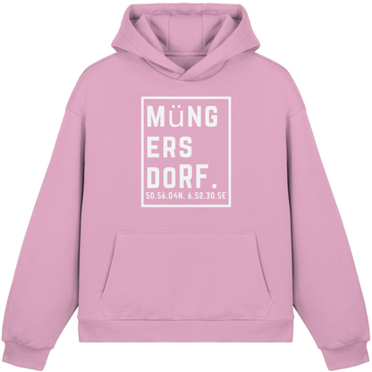 Müngersdorf Koordinaten (großer Druck auf der Brust) - Fluffy Boxcut Hoodie