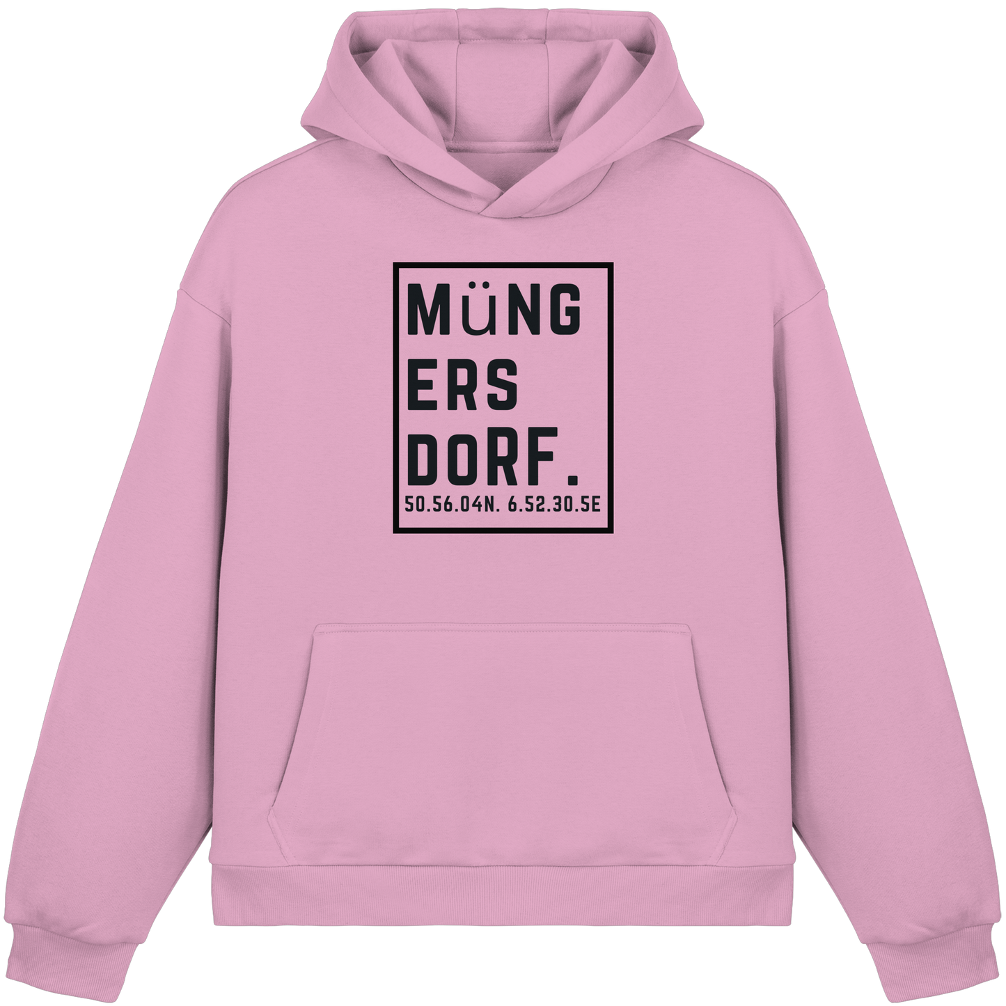 Müngersdorf Koordinaten (großer Druck auf der Brust) - Fluffy Boxcut Hoodie