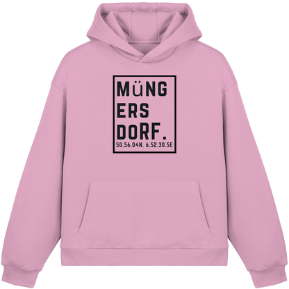 Müngersdorf Koordinaten (großer Druck auf der Brust) - Fluffy Boxcut Hoodie