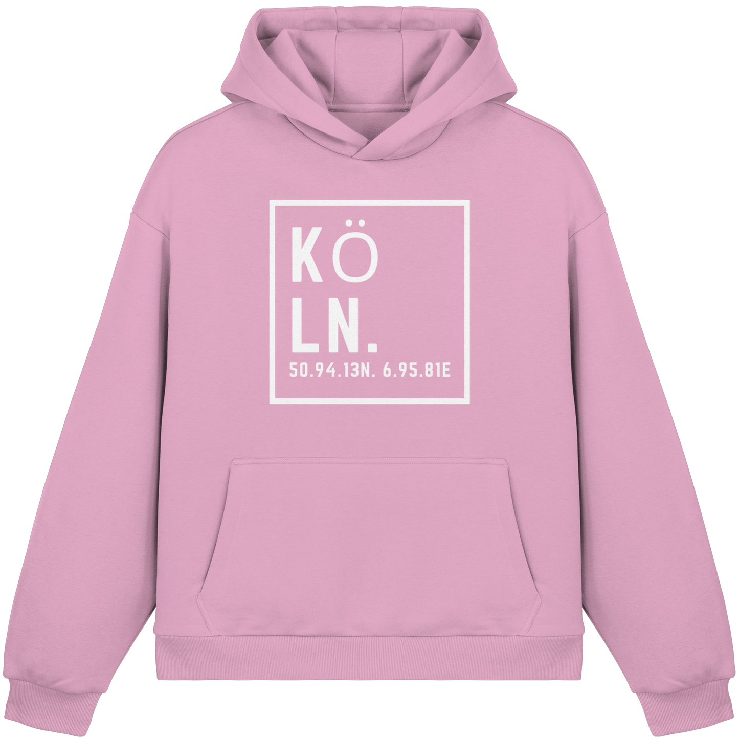 Köln Koordinaten (großer Druck auf der Brust) - Fluffy Boxcut Hoodie
