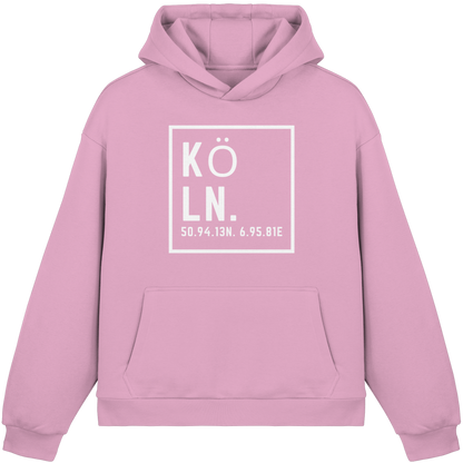 Köln Koordinaten (großer Druck auf der Brust) - Fluffy Boxcut Hoodie