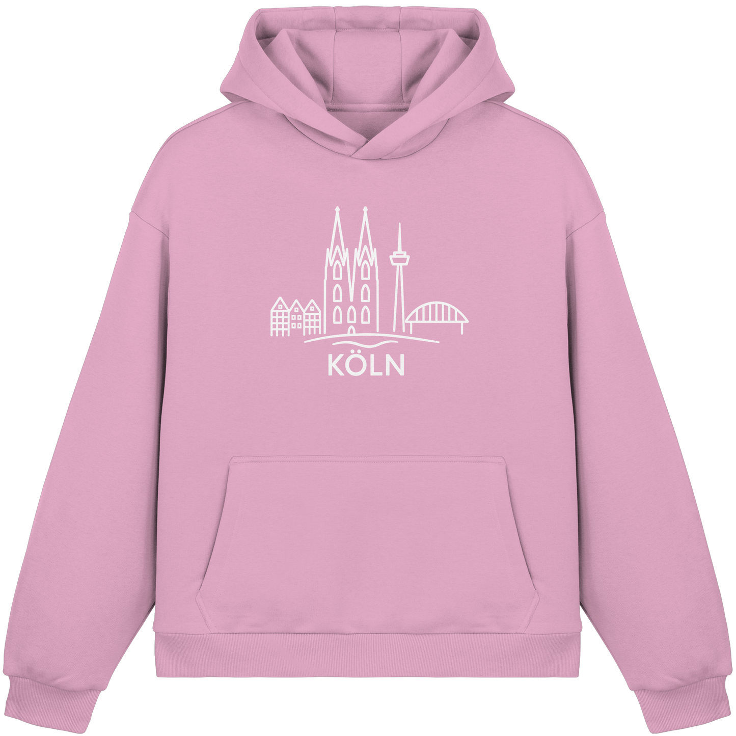 Köln Skyline (großer Druck auf der Brust) - Fluffy Boxcut Hoodie