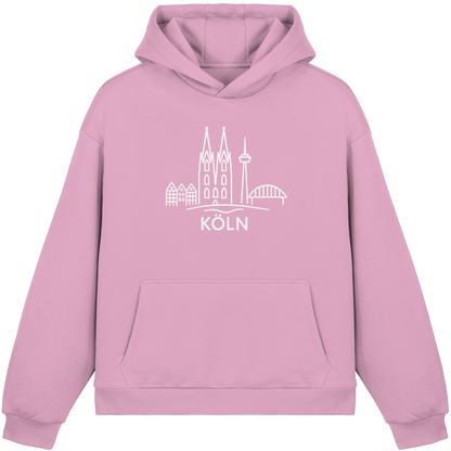 Köln Skyline (großer Druck auf der Brust) - Fluffy Boxcut Hoodie