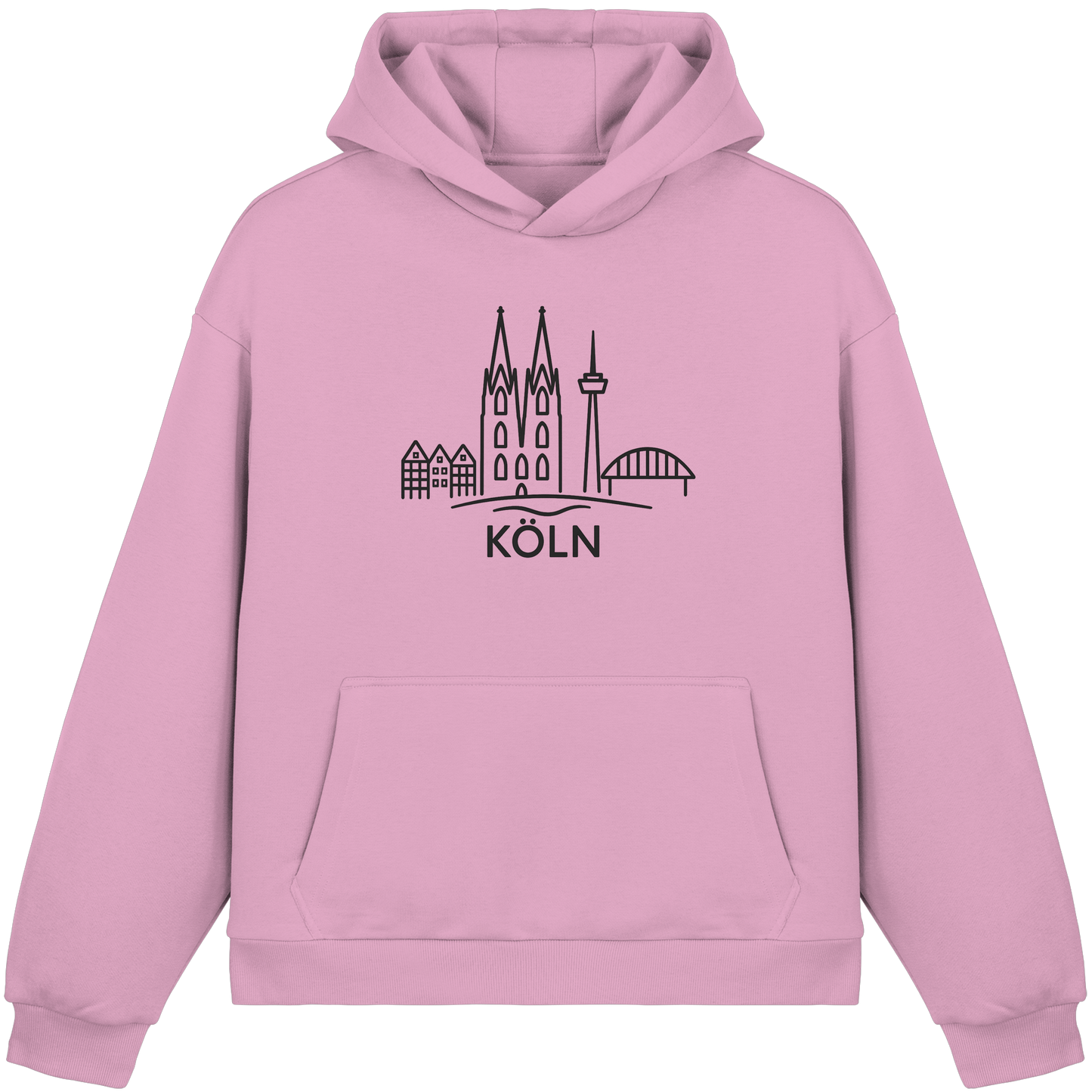 Köln Skyline (großer Druck auf der Brust) - Fluffy Boxcut Hoodie