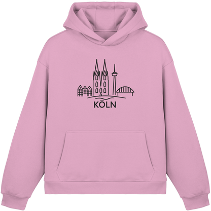 Köln Skyline (großer Druck auf der Brust) - Fluffy Boxcut Hoodie