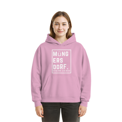 Müngersdorf Koordinaten (großer Druck auf der Brust) - Fluffy Boxcut Hoodie