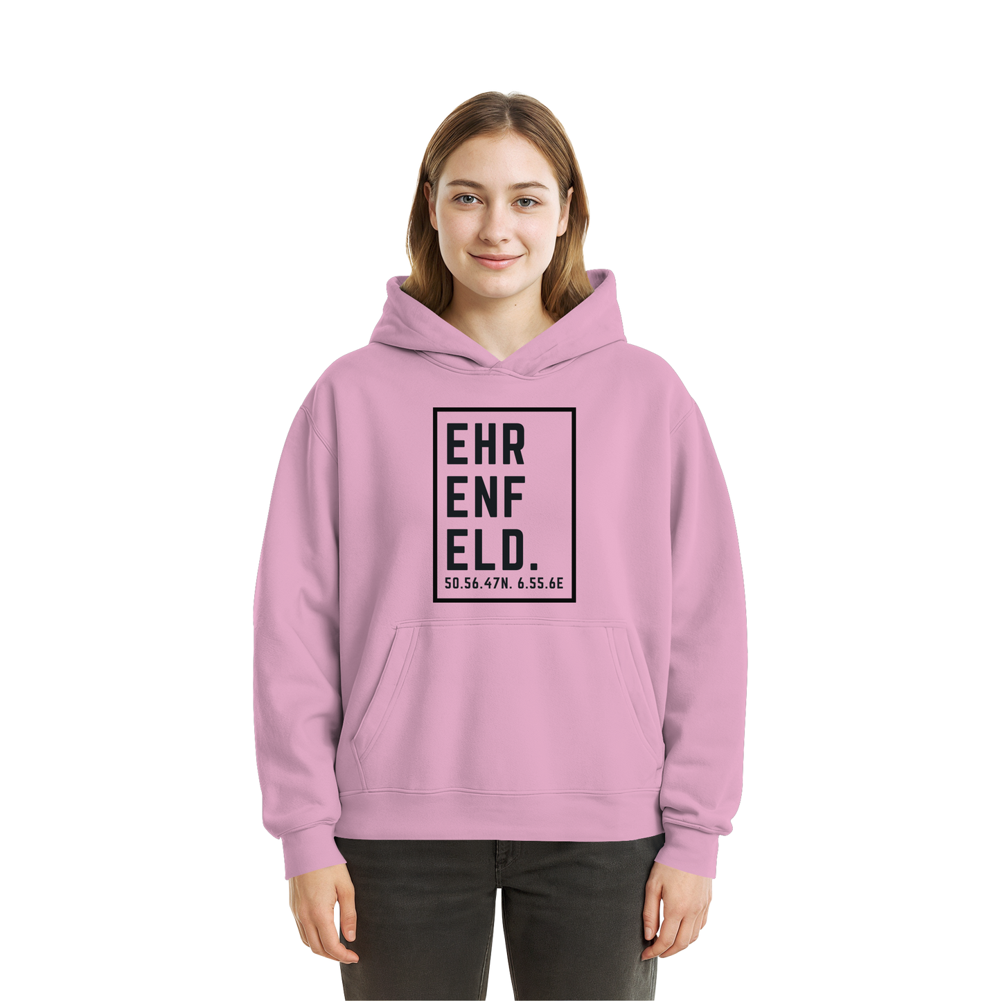 Ehrenfeld Koordinaten (großer Druck auf der Brust) - Fluffy Boxcut Hoodie