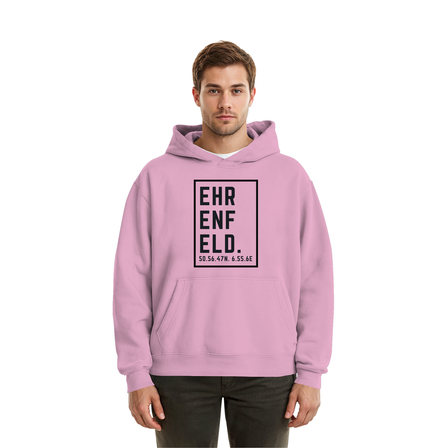 Ehrenfeld Koordinaten (großer Druck auf der Brust) - Fluffy Boxcut Hoodie
