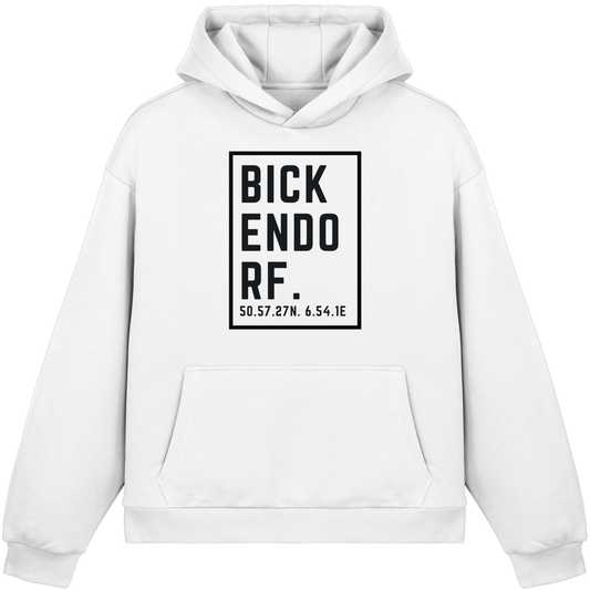 Bickendorf Koordinaten (großer Druck auf der Brust) - Fluffy Boxcut Hoodie
