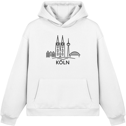 Köln Skyline (großer Druck auf der Brust) - Fluffy Boxcut Hoodie